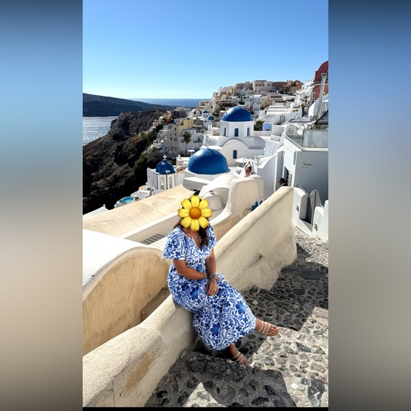 Kiana Poplin Maxi Dress | Blue - Size Medium - Picture 3 of 11